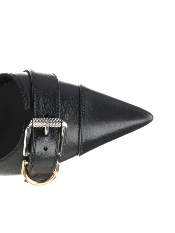 Voyou Buckle Detail Leather Slingback
  Heels - Image 4