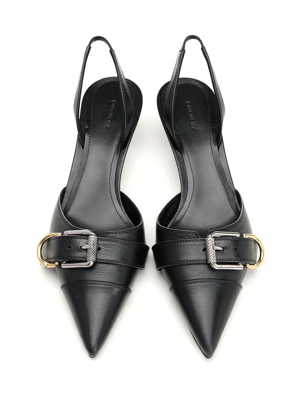 Voyou Buckle Detail Leather Slingback
  Heels - Image 5