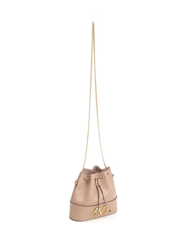 V Logo Mini Leather Bucket Bag - Image 2