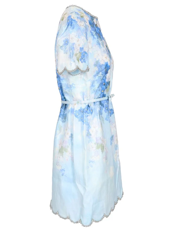 Crush Floral Linen Mini Dress - Image 3