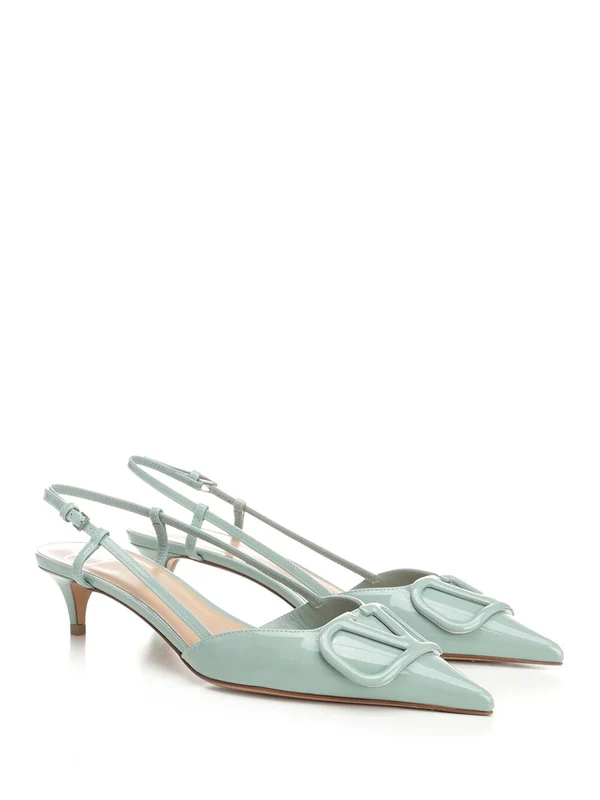 V Logo Leather Slingback Heel - Image 2