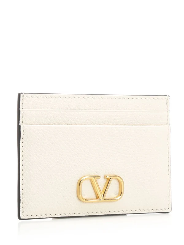 V Logo Leather Card Wallet - Image 2