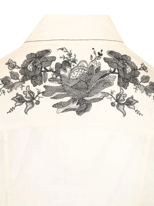 Floral Embroidered Shirt Mini Dress - Image 5