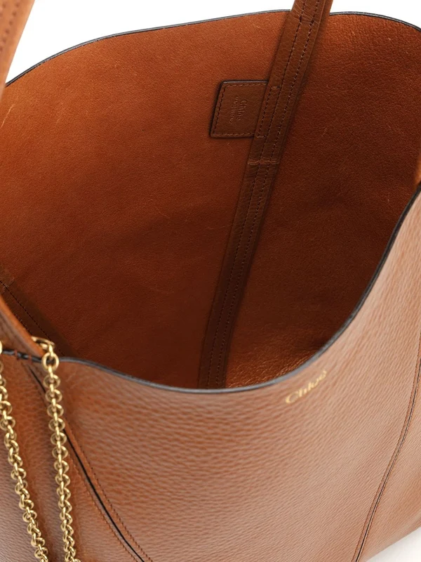 SPIN Chain-Detail Leather Tote Bag - Image 4