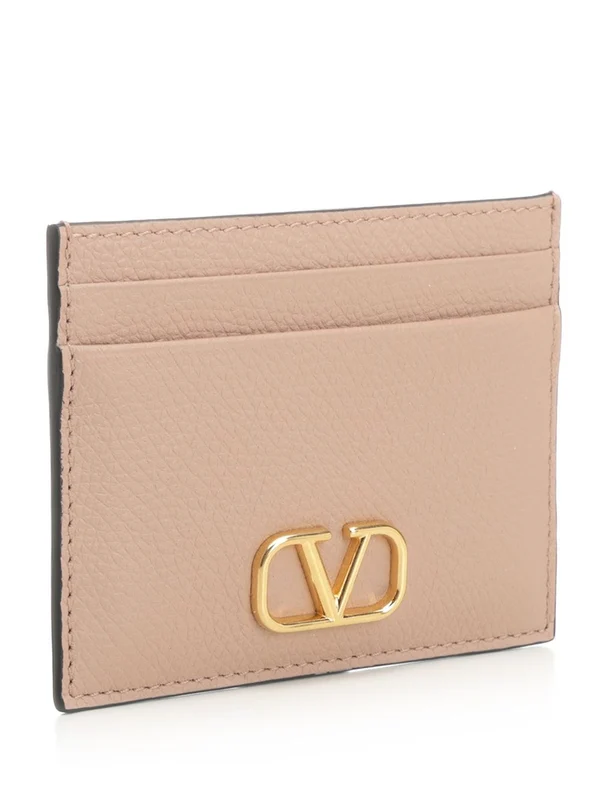 V Logo Leather Card Wallet - Image 2