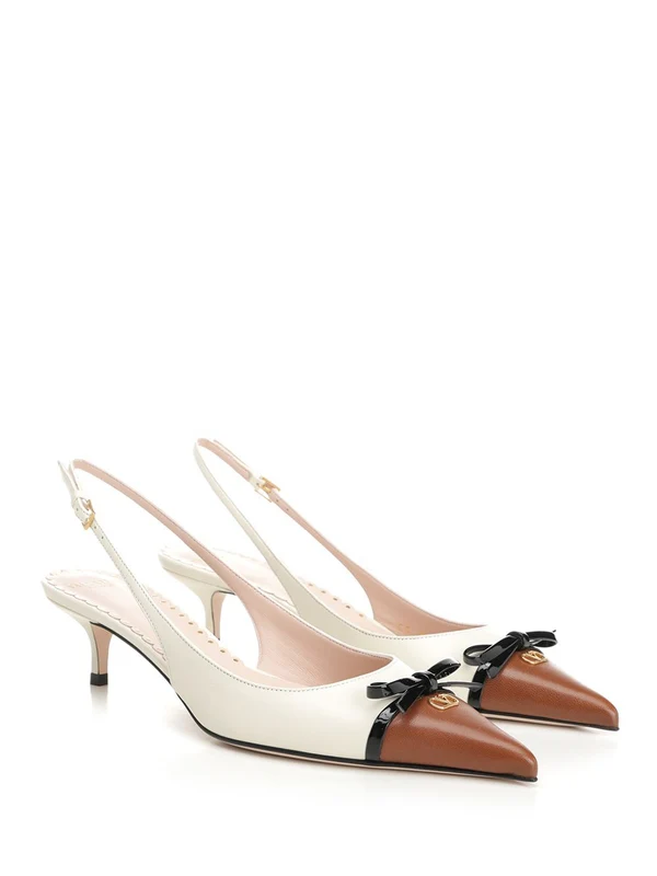 V Logo Leather Slingback Heel - Image 2