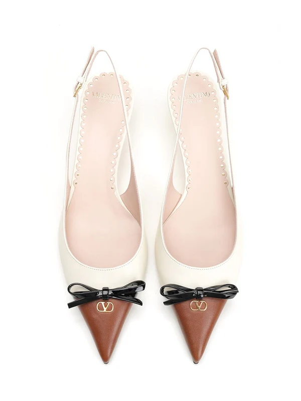 V Logo Leather Slingback Heel - Image 5