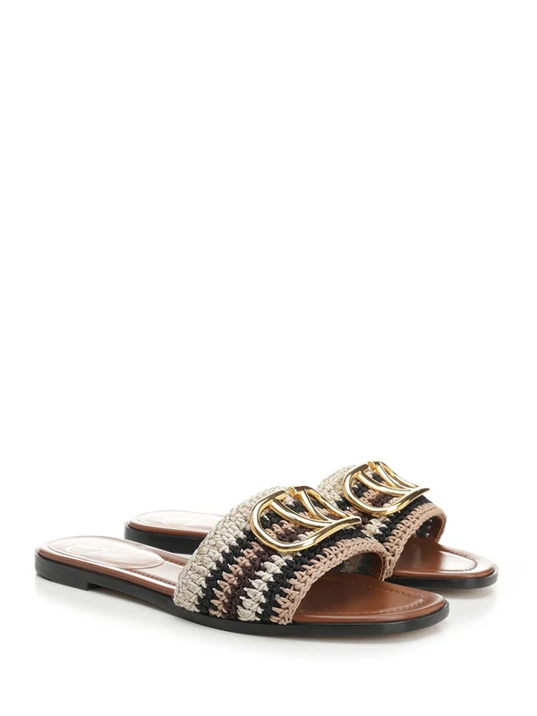V Logo Crochet Sandals - Image 2