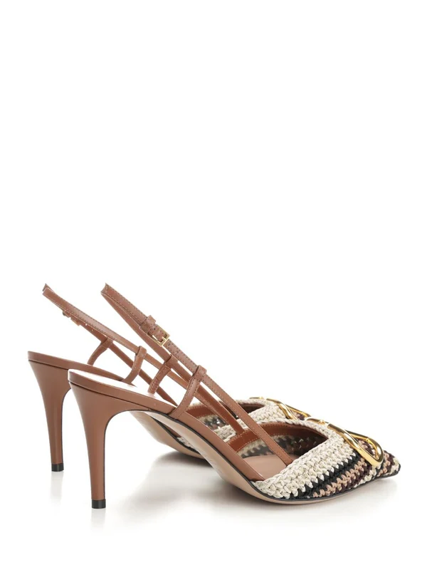 V Logo Crochet Slingback Heel - Image 3