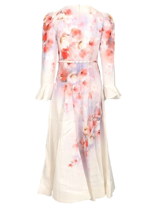 Crush Floral Linen Midi Dress - Image 2
