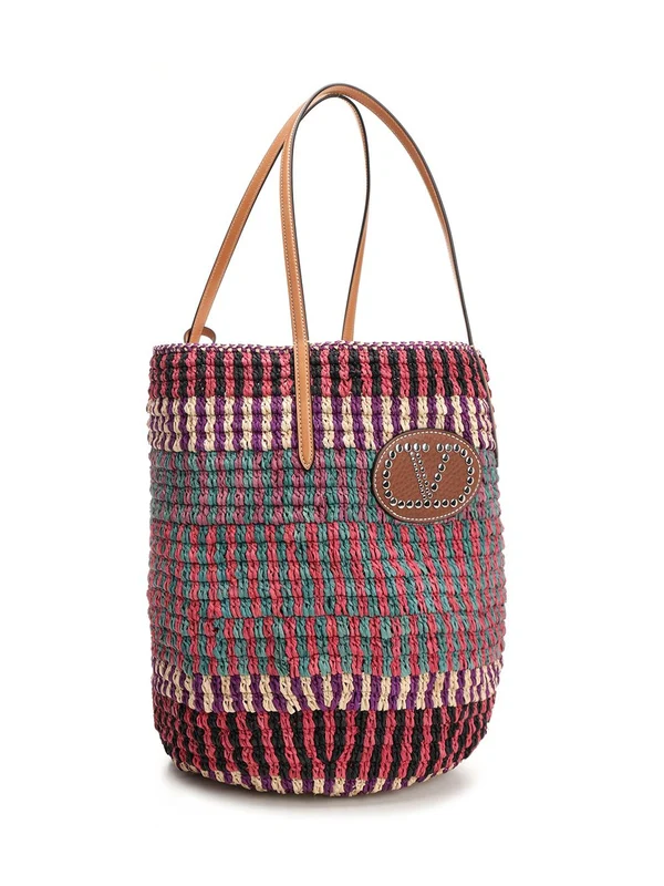 V Logo Raffia Tote Bag - Image 2