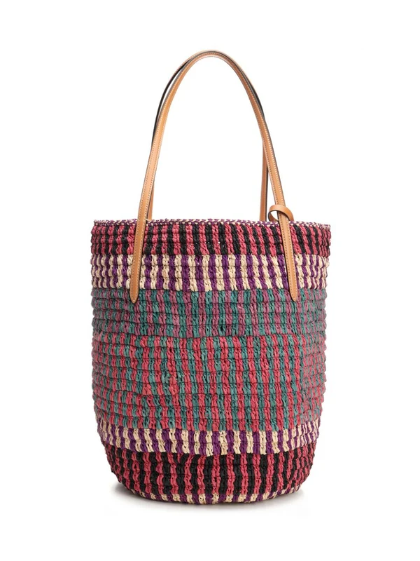 V Logo Raffia Tote Bag - Image 3
