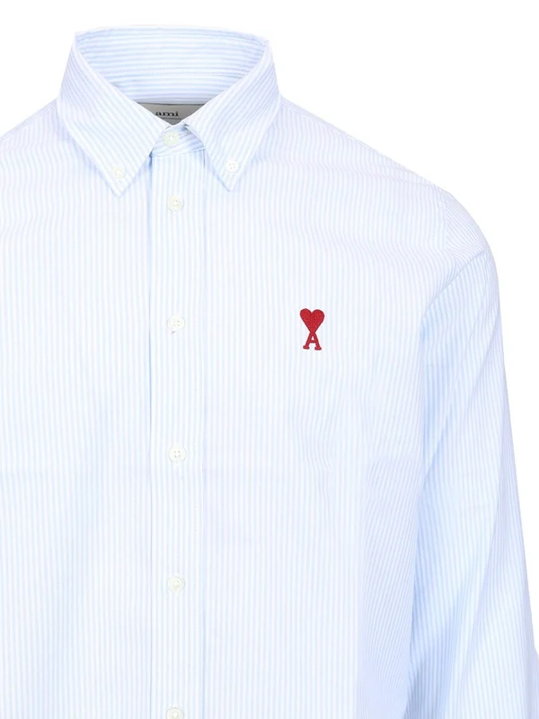 Embroidered Logo Stripe Cotton Shirt - Image 3