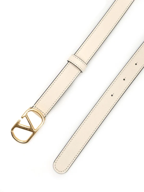 V Logo Metal Buckle Leather Belt - Image 2