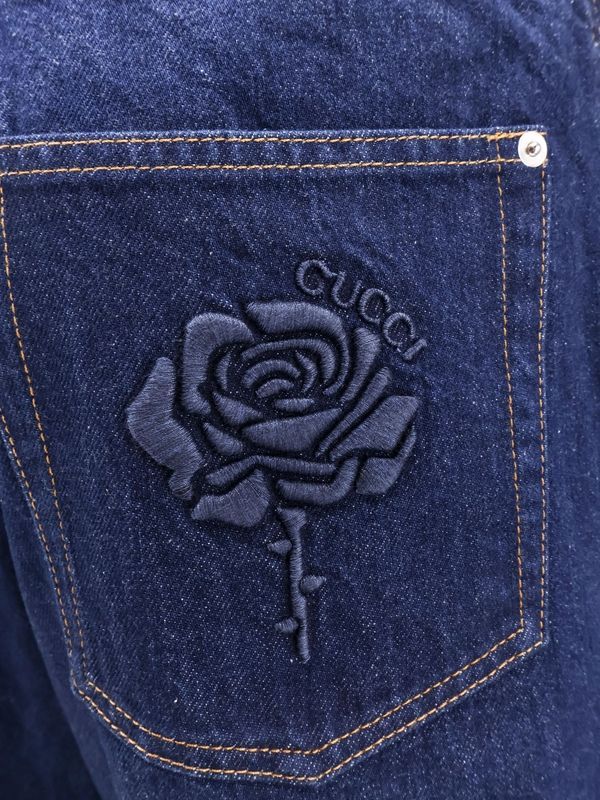Back Flower Logo Denim Pants - Image 3