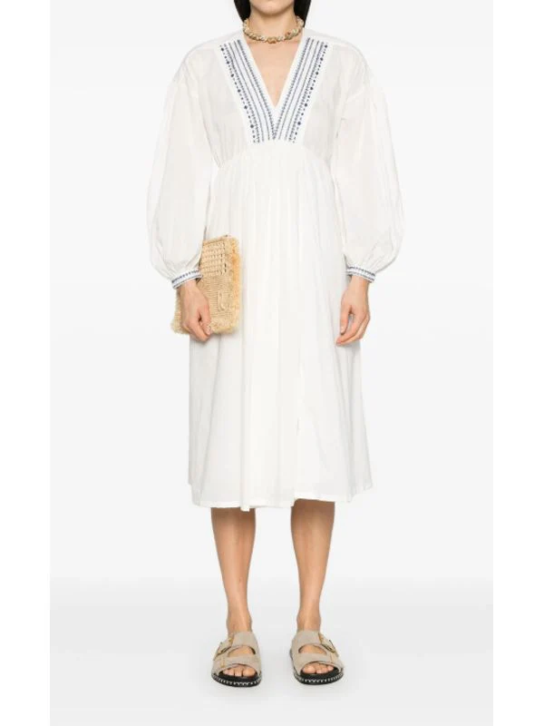 V-neck Front Tie Cotton Dress - Image 2