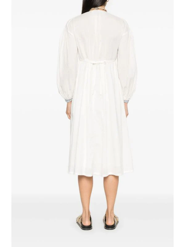 V-neck Front Tie Cotton Dress - Image 3