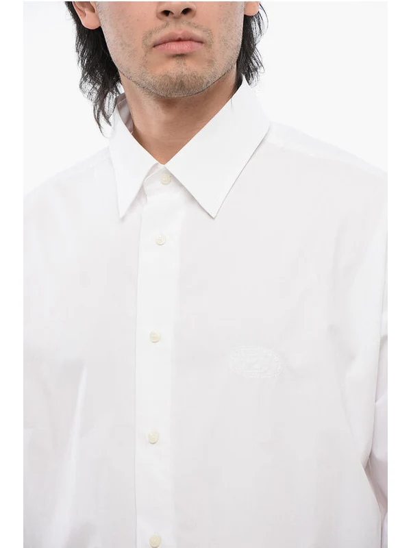 Cotton Poplin S-DOUBLY-PLAIN Shirt with Tone on Tone Embroid Shirts - Image 3