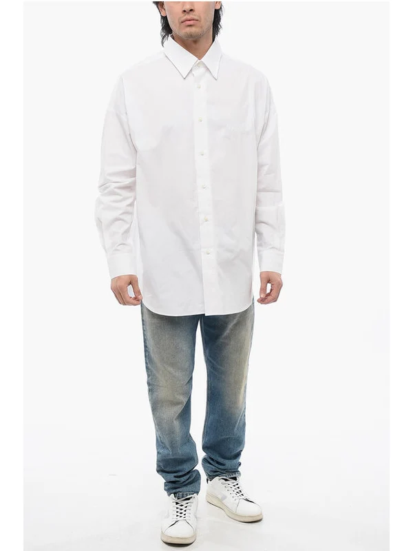 Cotton Poplin S-DOUBLY-PLAIN Shirt with Tone on Tone Embroid Shirts - Image 4