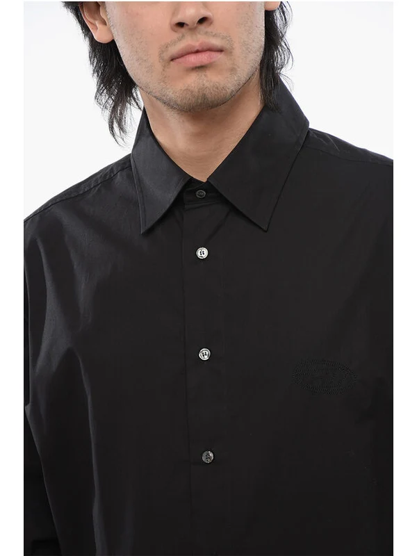 Cotton Poplin S-DOUBLY-PLAIN Shirt with Tone on Tone Embroid Shirts - Image 3
