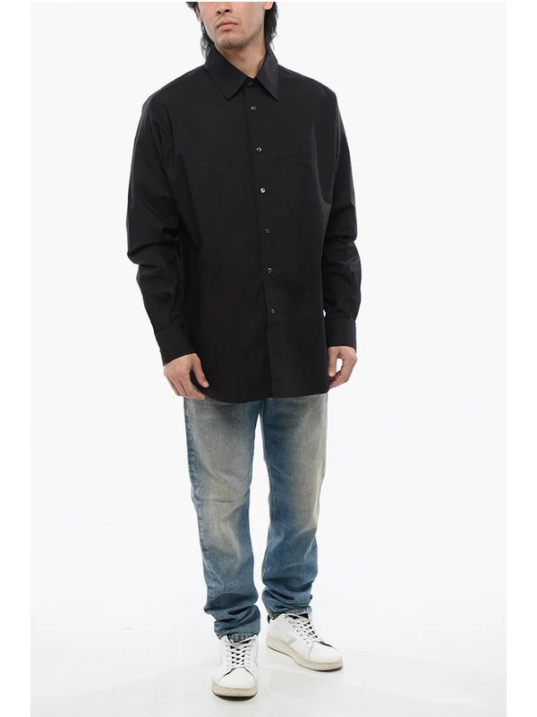 Cotton Poplin S-DOUBLY-PLAIN Shirt with Tone on Tone Embroid Shirts - Image 4