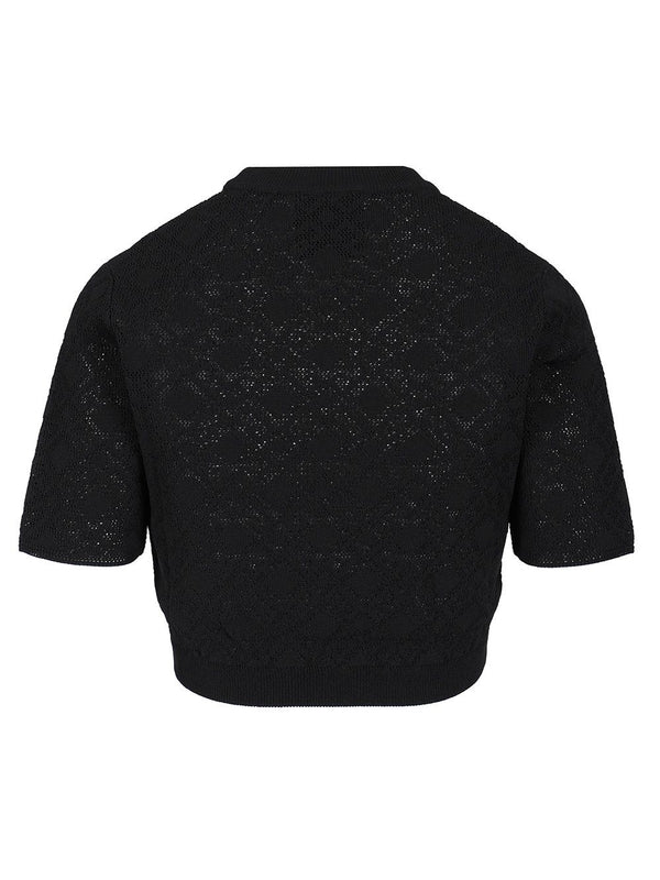 Monogram 72 Jacquard Crop Short Sleeve Sweater - Image 2