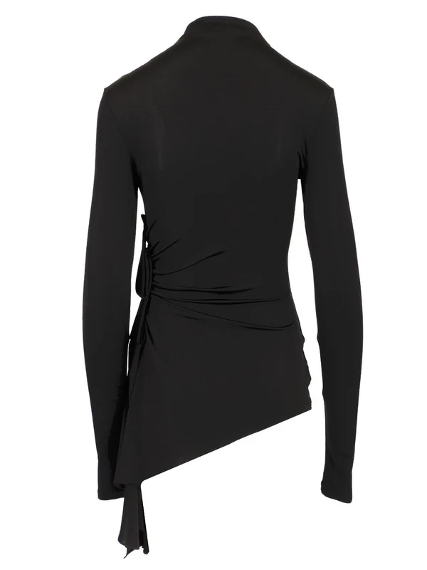 Asymmetric Drape Long-Sleeve Top - Image 2