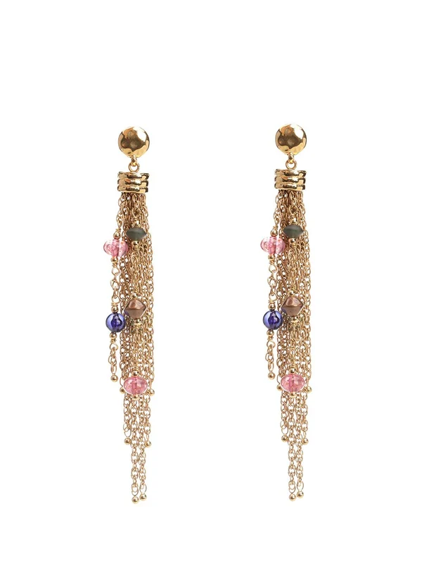 Pompom Jewel Decor Hoop Earrings - Image 2