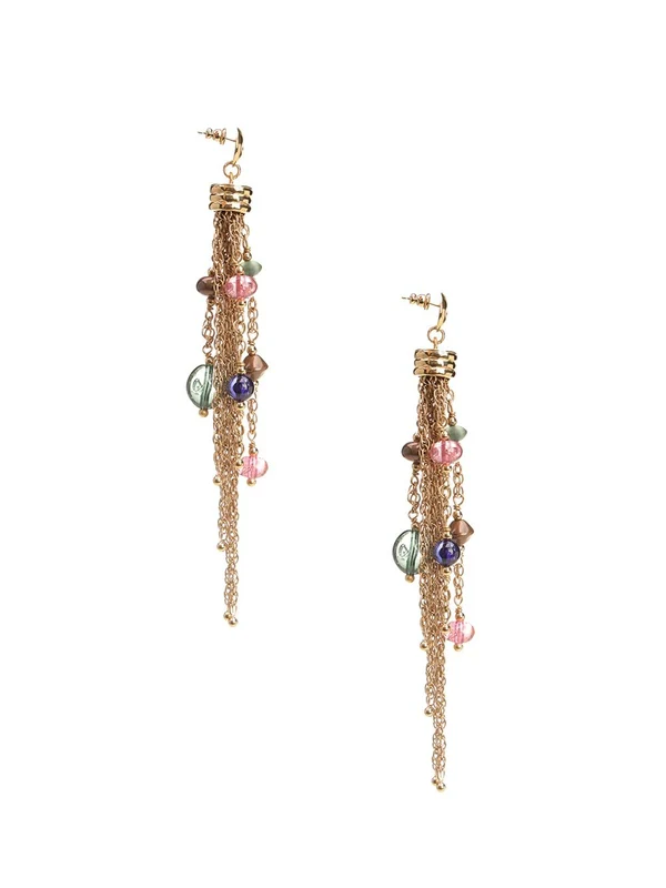 Pompom Jewel Decor Hoop Earrings - Image 4