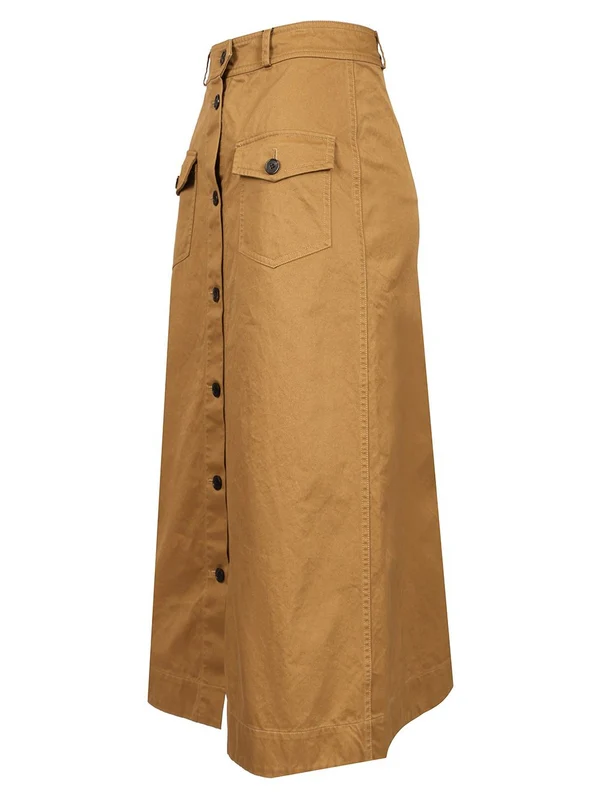 Patch Pocket Cotton Midi Skirt - Image 3