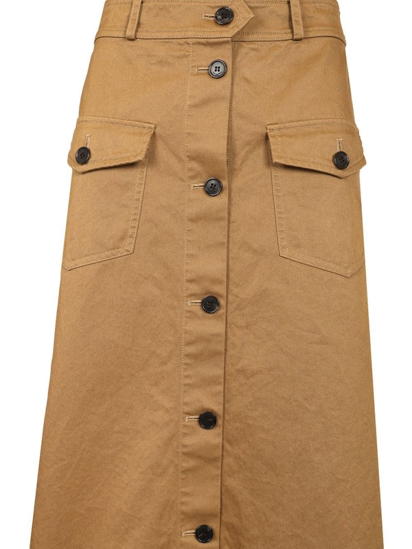 Patch Pocket Cotton Midi Skirt - Image 4