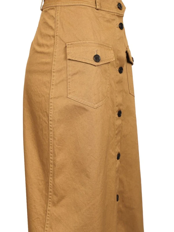 Patch Pocket Cotton Midi Skirt - Image 5