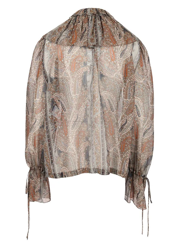 Georgette Paisley Pattern Silk Blouse - Image 2