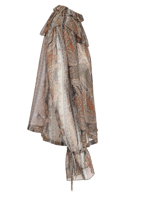 Georgette Paisley Pattern Silk Blouse - Image 3