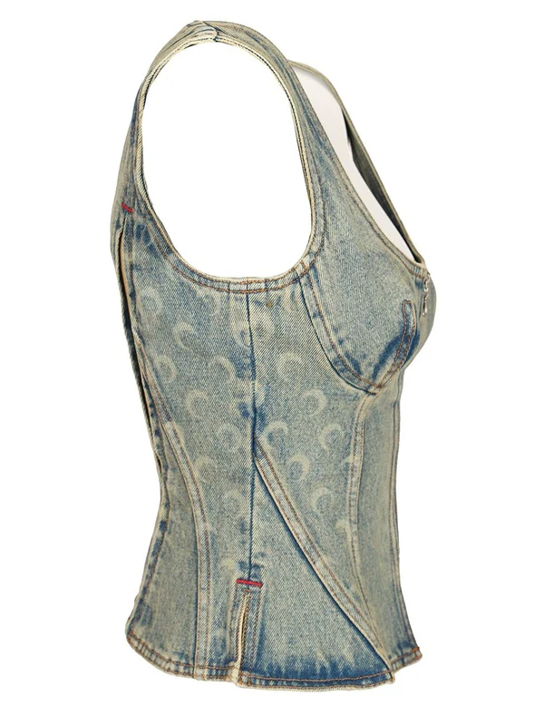Moon Bustier Denim Sleeveless Top - Image 3