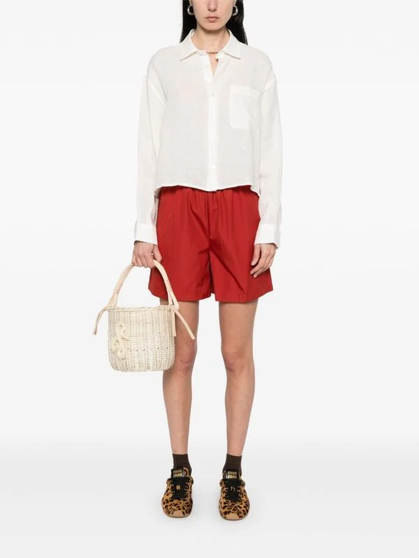 Pocket Detail Crop Linen Shirt - Image 2