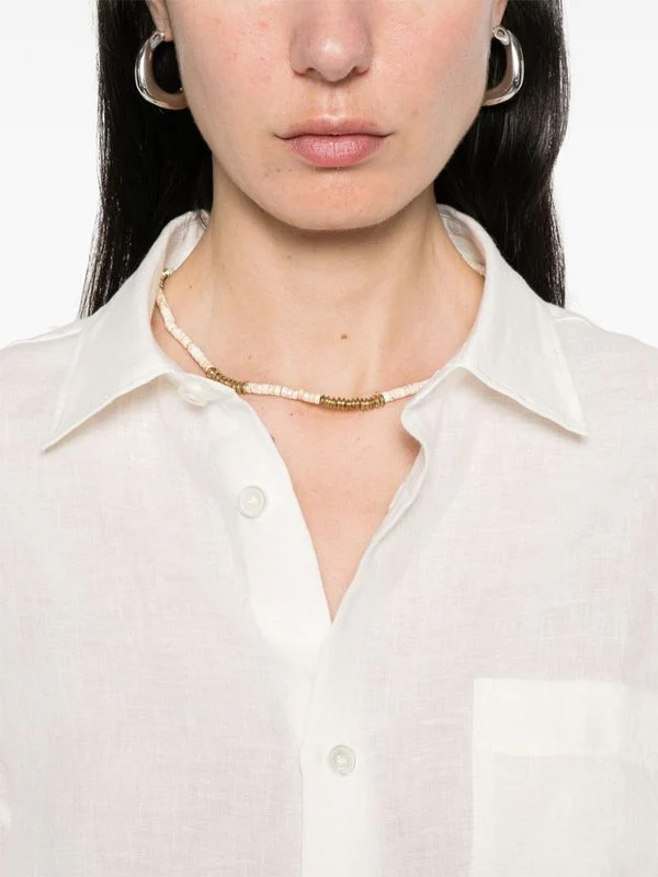 Pocket Detail Crop Linen Shirt - Image 3