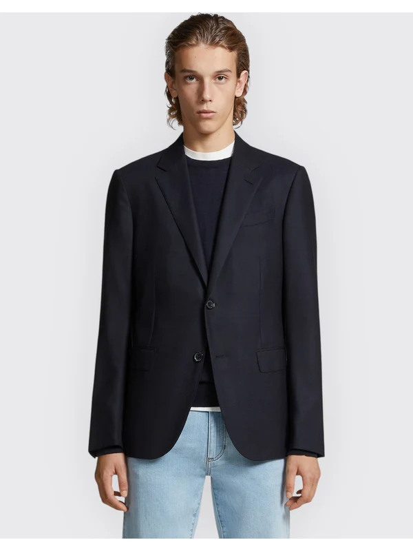 Single Wool Silk Tailored Jacket - Image 4