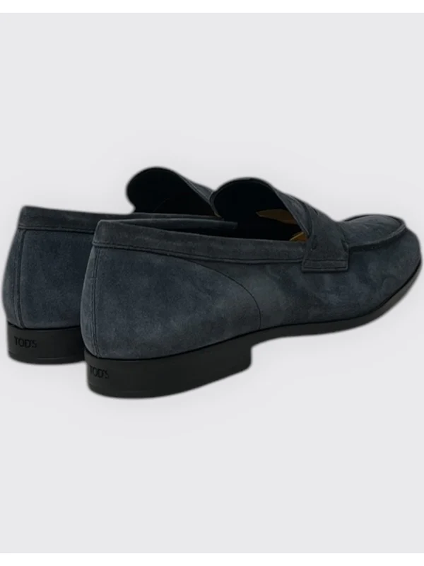 Navy Suede Penny Loafers - Image 2