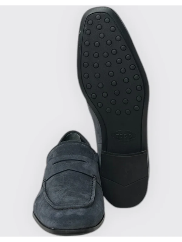 Navy Suede Penny Loafers - Image 3