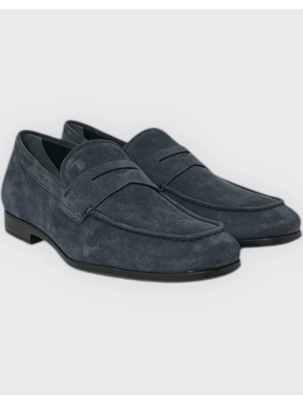Navy Suede Penny Loafers - Image 4
