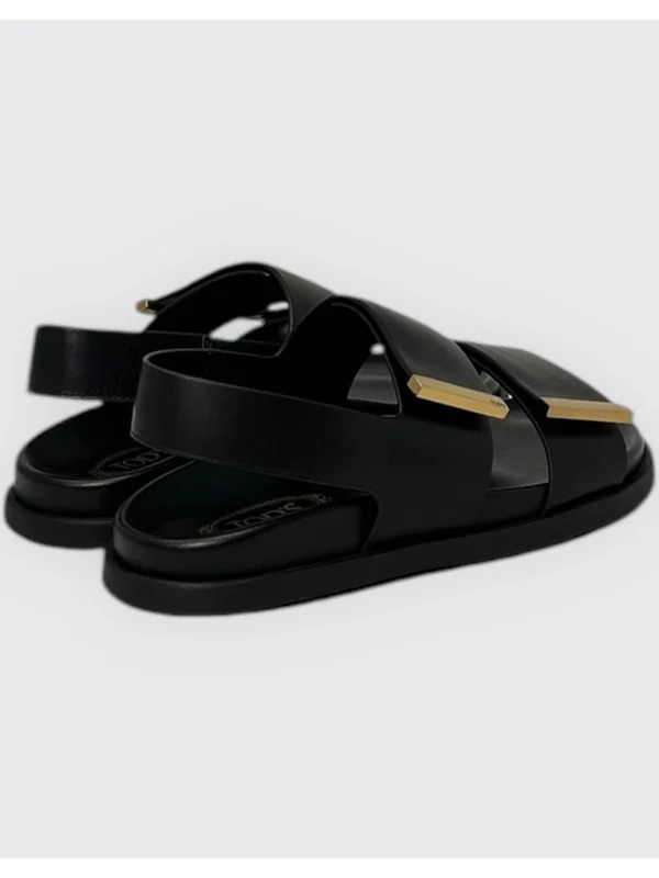 Metal Logo Leather Sandals - Image 2