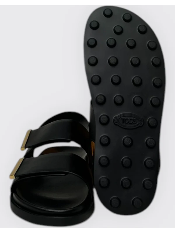 Metal Logo Leather Sandals - Image 3