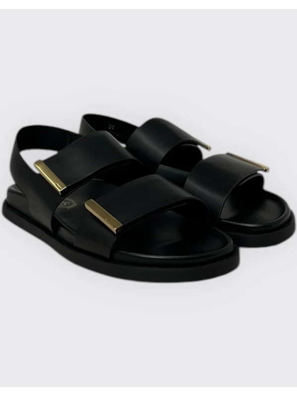 Metal Logo Leather Sandals - Image 4