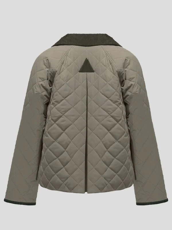 Anise Corduroy Collar Quilted Nylon Jacket - Image 2