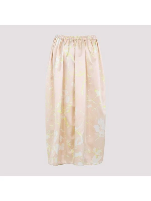 Flower Pattern Silk Midi Skirt - Image 4