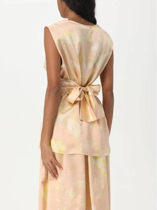 Flower Pattern Wrap Detail Sleeveless Top - Image 2