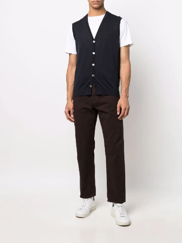 Navy Cotton Vest - Image 2