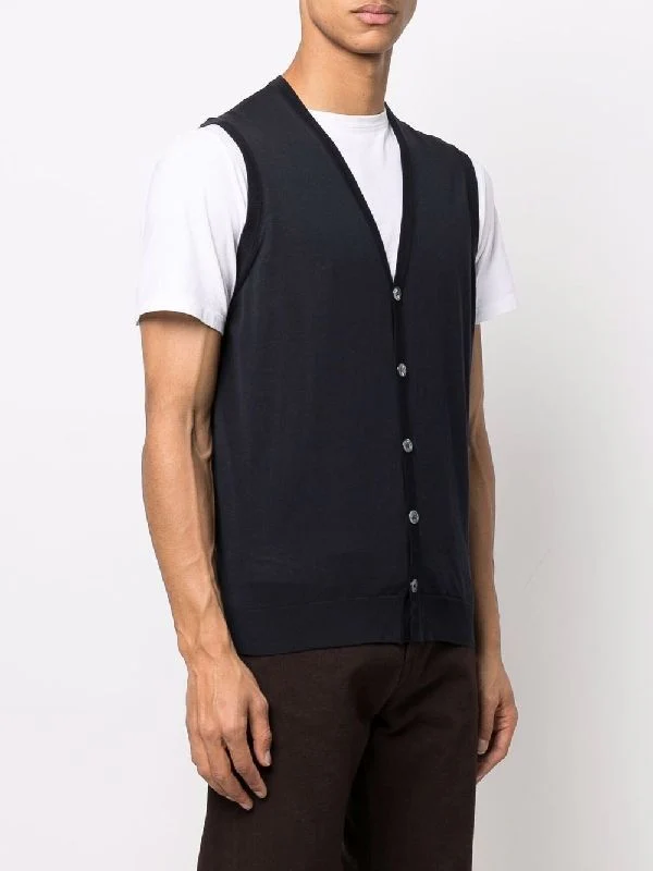Navy Cotton Vest - Image 3
