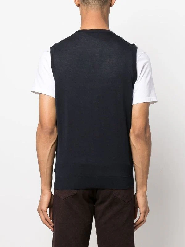 Navy Cotton Vest - Image 4